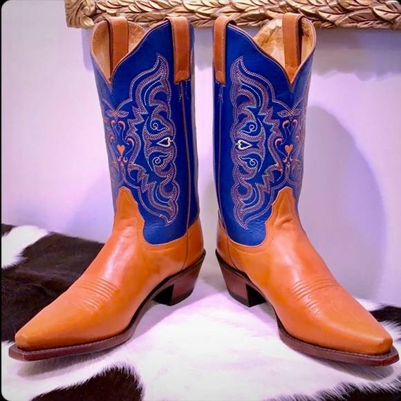 blue and orange cowboy boots